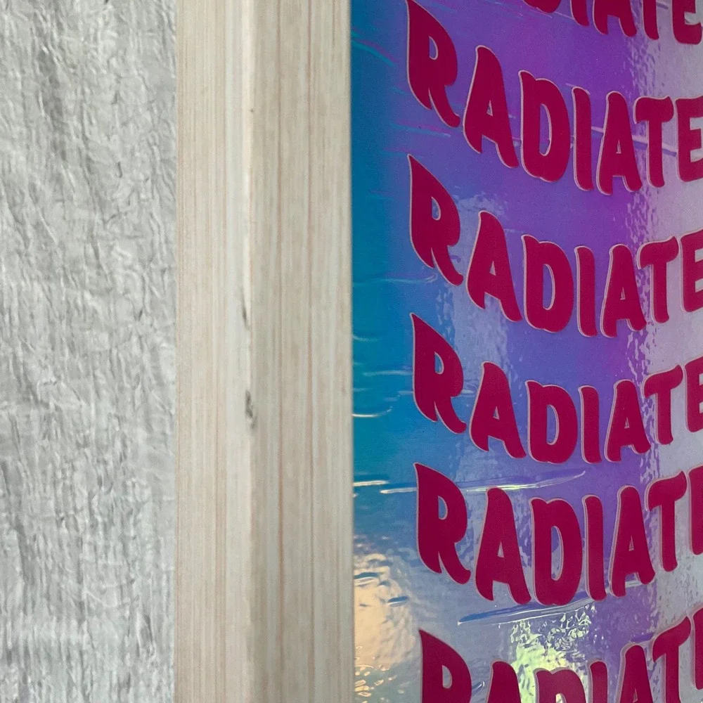 The Spring Shop‎ Radiate Positivity Framed Wall Art Holographic Iridescent Pink